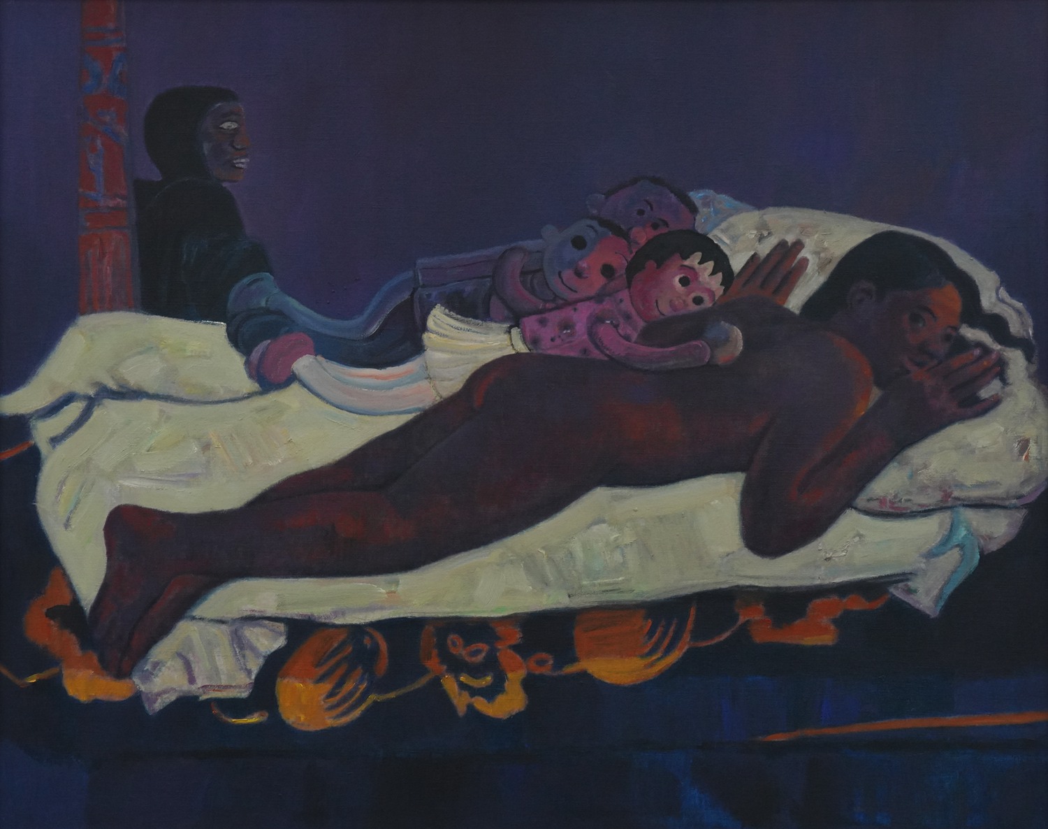 Salute to Gauguin - A Doll of Three Lying Next to a Tashi Woman